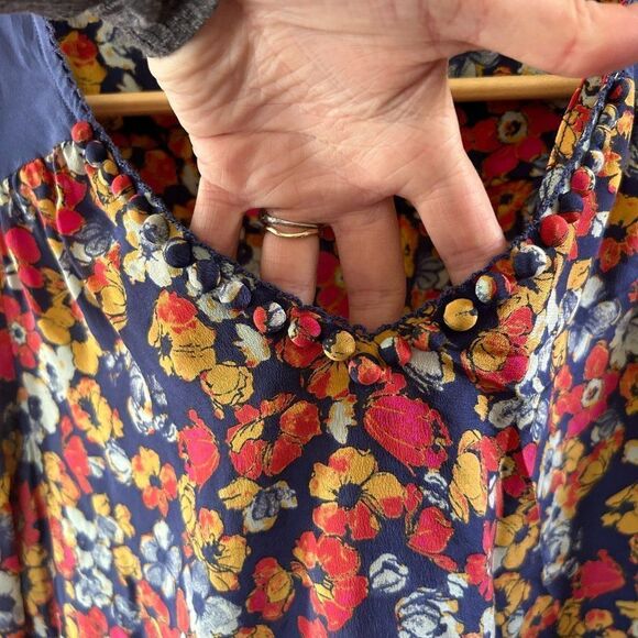 Porridge Medium‎ Silk Blouse Top Floral Anthropologie V-Neck Long Sleeve - Picture 5 of 13
